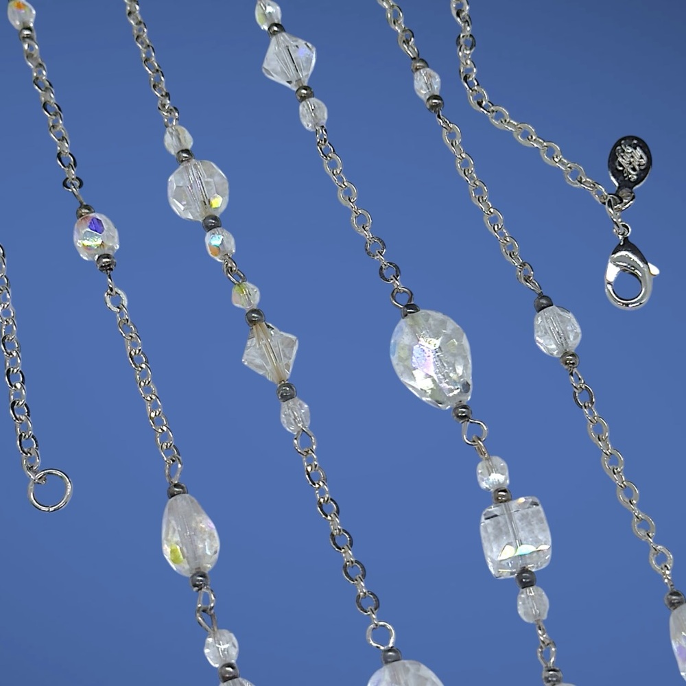 Kirks Folly Clear Aurora Borealis Multi-shaped Crystal Necklace - Picture 6 of 8